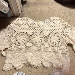 Rebellion Cream Crochet Lace Blouse
